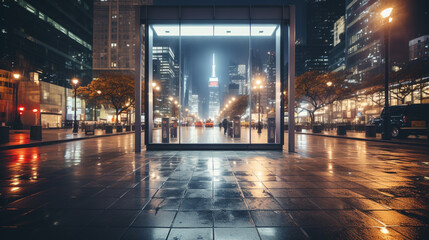 Empty frame on a cityscape background mockup