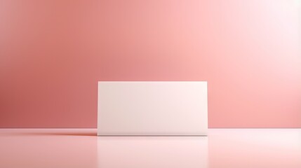 Blank paper card on a pastel pink background with sunlight shadows, minimalist aesthetic brand template, copy space