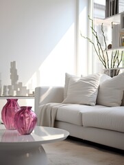 light luxury interior design of a modern apartment in a minimalist style. daylight inside the kitchen and living room