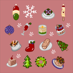 set of christmas icons