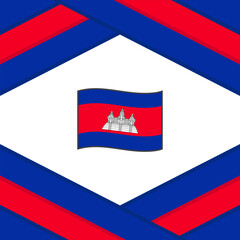 Cambodia Flag Abstract Background Design Template. Cambodia Independence Day Banner Social Media Post. Cambodia Template
