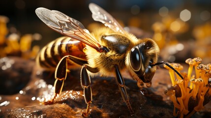 A close up of a bee. Generative AI.