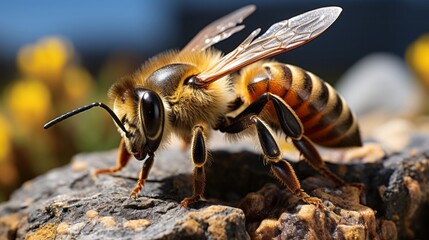 A close up of a bee. Generative AI.