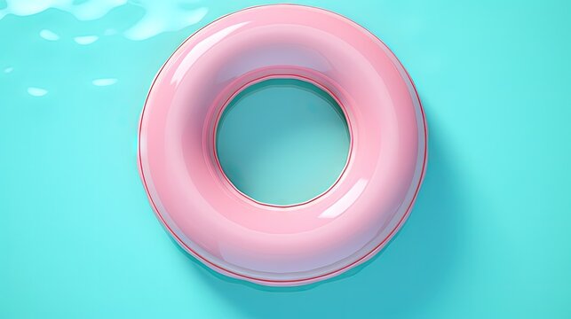 Inflatable ring in swimming pool, top view. Banner for design
