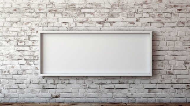picture frame on white brick wall