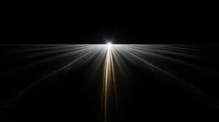Foto op Plexiglas Close up of light beam isolated on black background © HN Works