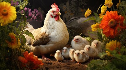 Mother Hen and Protecting Chicks
