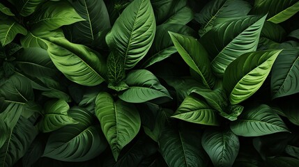 A group of green leaves. Generative AI.