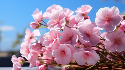 A group of pink flowers. Generative AI.