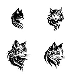Fototapeta premium Modern black and white cat logo for design on white background.
