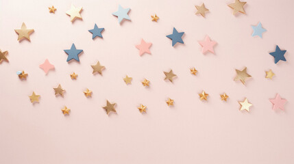 3 d render of a pink stars on a light blue background.