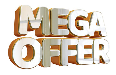 Mega Offer 3d golden text with reflection 
