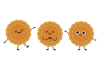 Moon cake character vector. Moon cake, traditional Chinese round pastry eaten during Mid Autumn Festival.