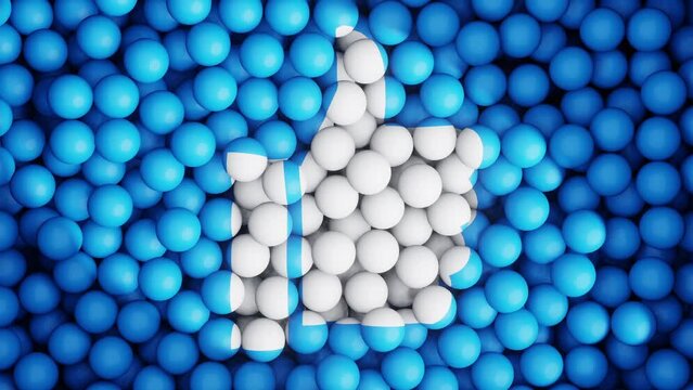 Like subscription made from blue and white balls. Animation background for music and edition video.