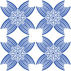 Pattern blue and white. Original traditional Portuguese and Spain decor.Seamless pattern tile with Victorian motives. Ceramic tile in talavera style. Ornamental blue and white patterns for any decor.