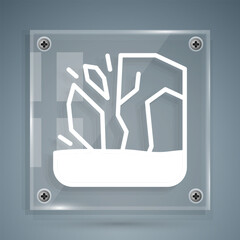 White Glacier melting icon isolated on grey background. Square glass panels. Vector