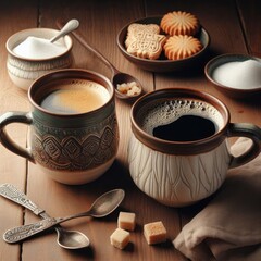 cup of coffee with chocolate food background