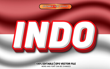 Indo red white vector 3d text effect design