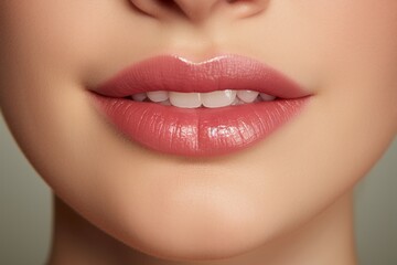 Permanent lip makeup. Background with selective focus and copy space