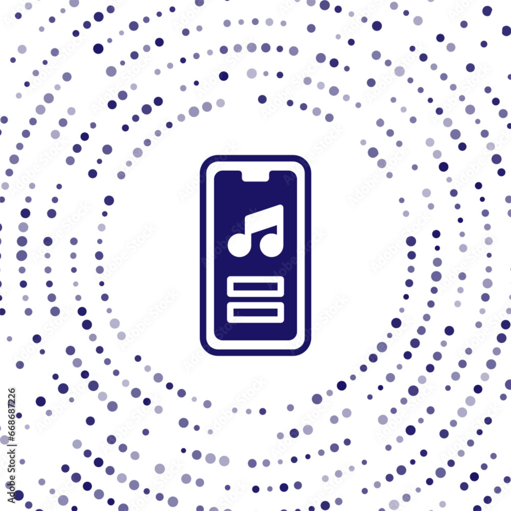 Poster blue music player icon isolated on white background. portable music device. abstract circle random d