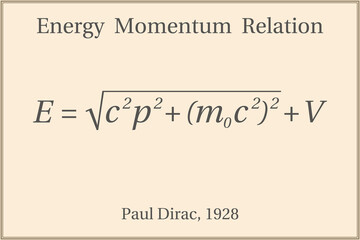 Energy-momentum relation equation. Education. Science. Formula. Vector illustration.