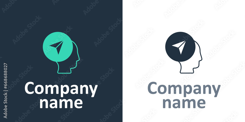 Poster logotype map marker with a silhouette of a person icon isolated on white background. gps location sy