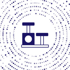 Blue Cat scratching post with toy icon isolated on white background. Abstract circle random dots. Vector