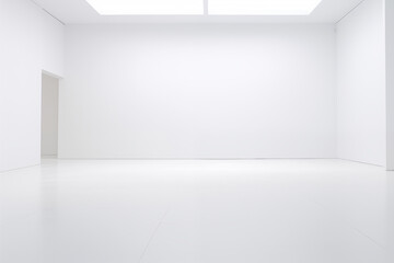 Empty modern interior with white wall, Minimal room design. - obrazy, fototapety, plakaty