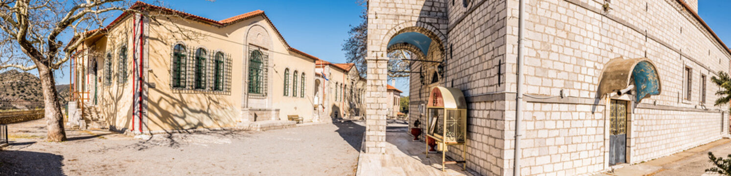 Traditional village of Dimitsana, in Arcadia, Peloponnese, Greece on a beautiful winter day