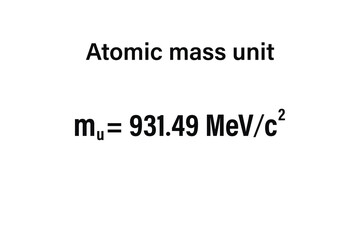 Atomic mass unit on the white background. Education. Science. Important Physics Formula. Vector illustration.