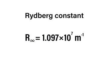 Rydberg constant on the white background. Education. Science. Important Physics Formula. Vector illustration.