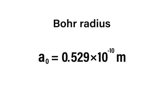 Bohr radius on the white background. Education. Science. Important Physics Formula. Vector illustration.