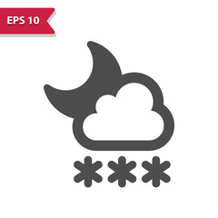 Obraz premium Snowing Icon. Snow, Cloud, Snowflake, Weather, Winter, Moon