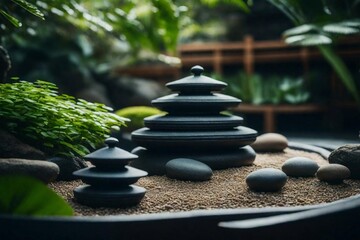 zen garden with stones