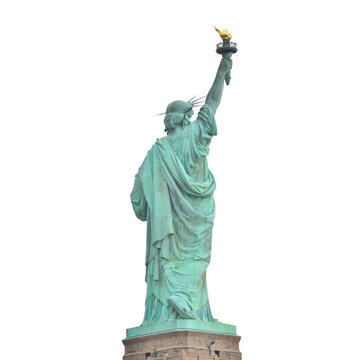 Full length Statue of Liberty, rear view. PNG.