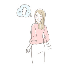 Illustration of Women Troubled by Discomfort from Pads during Menstruation.
