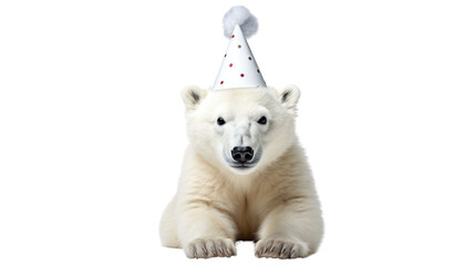White bear with hat isolated on transparent background