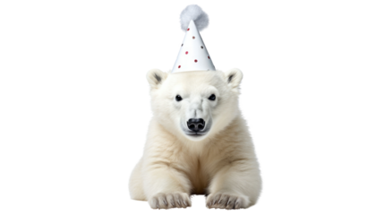 White bear with hat isolated on transparent background