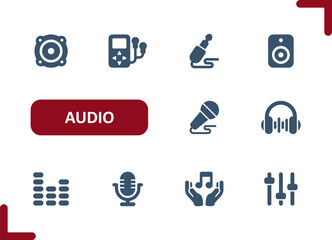 Audio Icons. Sound, Music, Volume, Speaker, Headphones, Microphone, DJ Icon