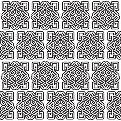 Celtic seamless pattern. Abstract vintage geometric wallpaper. Vector illustration. Black and white