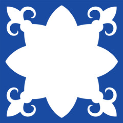 Pattern blue and white. Winter decor, snowflakes,christmas decor. Seamless pattern tile with Victorian motives.Ceramic tile in talavera style. Ornamental blue and white patterns for any decor.