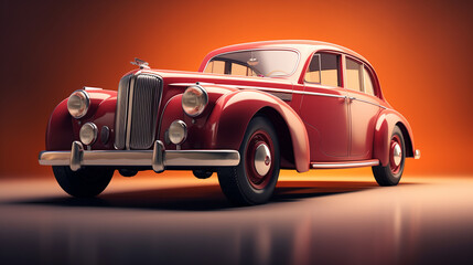 Retro Car on Background Vintage Journey
