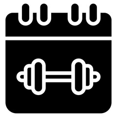  Fitness, Gym, Sport, Calendar, Dumbbell, Healthy, Plan, Schedule Icon, Glyph style icon vector illustration, Suitable for website, mobile app, print, presentation, infographic and any other project.