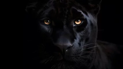 Foto auf Acrylglas Black panther face on dark background high resolution © Vahram