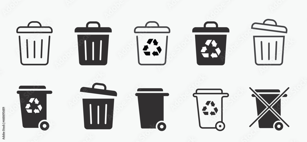 Wall mural recycle & trash can icons set. trash bin symbol. recycle symbol. vector illustration