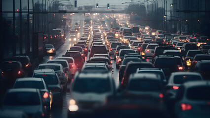 Traffic jam, blurred image - obrazy, fototapety, plakaty