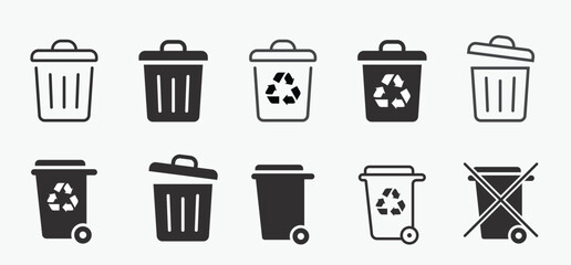 Recycle & Trash can icons set. Trash bin symbol. Recycle symbol. Vector illustration - obrazy, fototapety, plakaty
