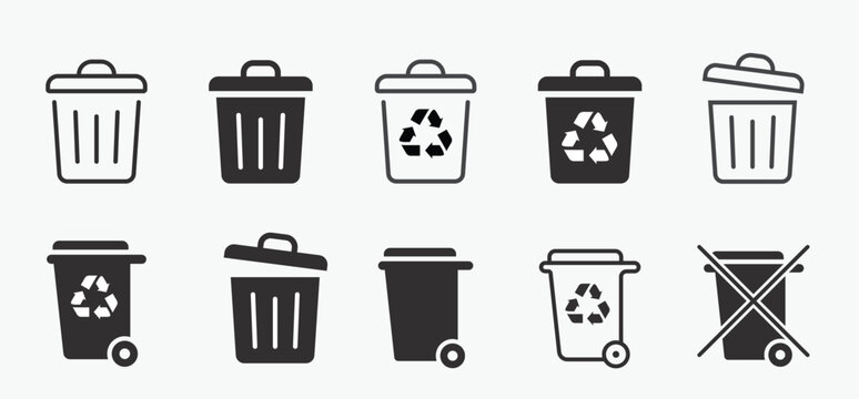 Recycle & Trash can icons set. Trash bin symbol. Recycle symbol. Vector illustration