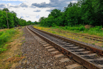 Obraz premium Railway. Background with selective focus and copy space