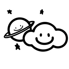 Cloud and planet star outline tattoo